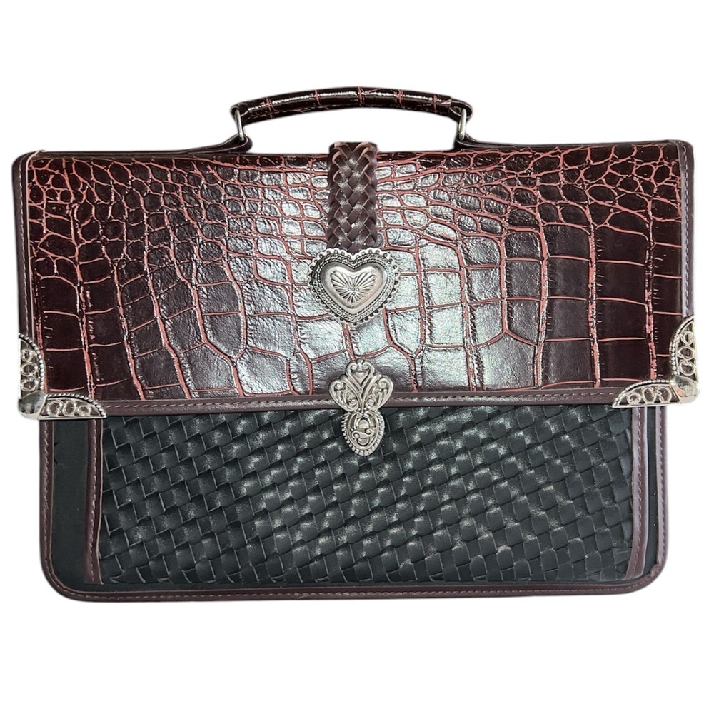 Brighton Burgundy and Black Croc-Embossed Bag